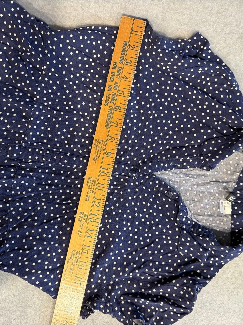 Divided Women's Blue Polka Dot Cap Sleeved Button Down Dress  Pockets Size 12